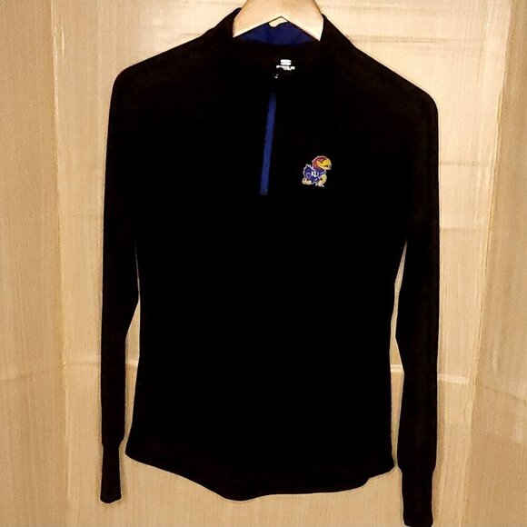 University Of Kansas By Stadium Womens Black 1/4 Zip Lightweight Pullover Medium - Picture 1 of 6